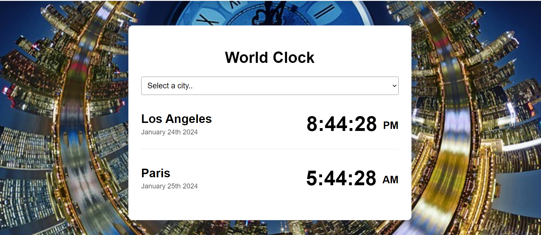 World Clock project preview